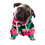 Green Striped Watermelon Pattern Print Dog Zip Up Hoodie