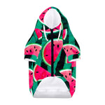Green Striped Watermelon Pattern Print Dog Zip Up Hoodie