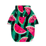 Green Striped Watermelon Pattern Print Dog Zip Up Hoodie