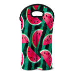 Green Striped Watermelon Pattern Print Double Neoprene Wine Tote
