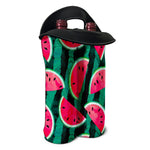 Green Striped Watermelon Pattern Print Double Neoprene Wine Tote