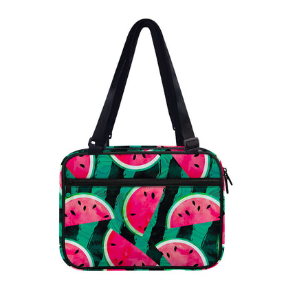 Green Striped Watermelon Pattern Print Double Strap Bible Bag
