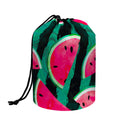 Green Striped Watermelon Pattern Print Drawstring Makeup Bag