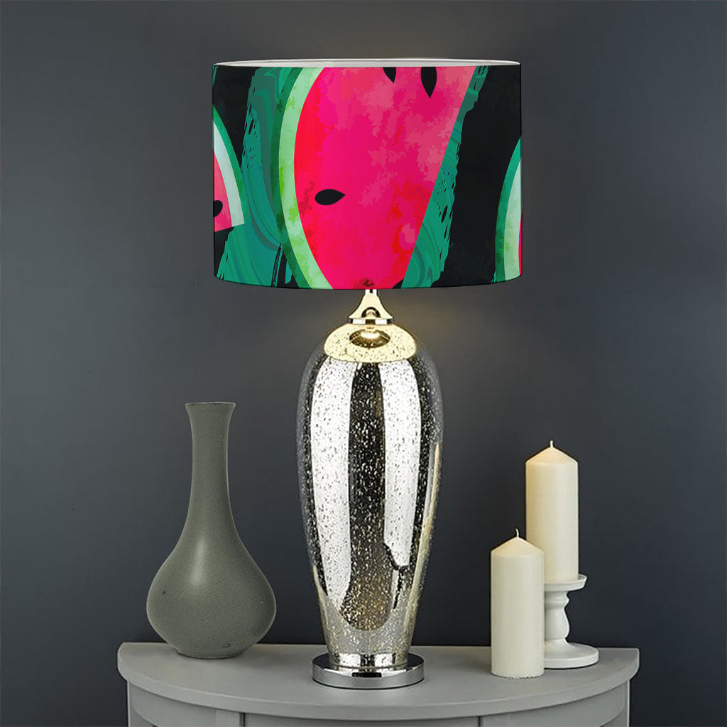 Green Striped Watermelon Pattern Print Drum Lamp Shade