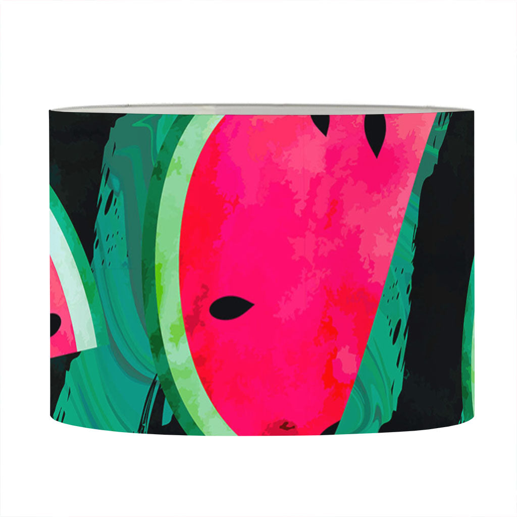 Green Striped Watermelon Pattern Print Drum Lamp Shade