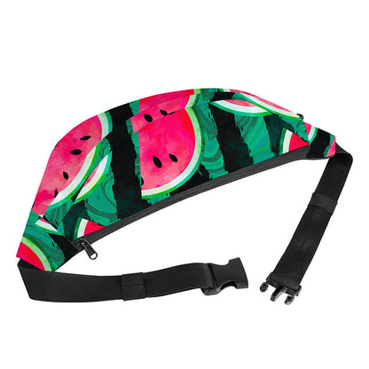 Green Striped Watermelon Pattern Print Fanny Pack