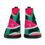 Green Striped Watermelon Pattern Print Flat Ankle Boots