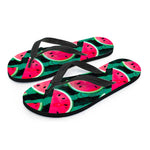 Green Striped Watermelon Pattern Print Flip Flops