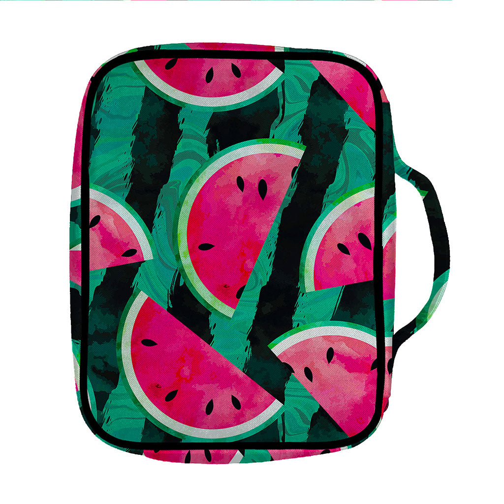 Green Striped Watermelon Pattern Print Front Pocket Bible Bag