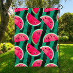 Green Striped Watermelon Pattern Print Garden Flag