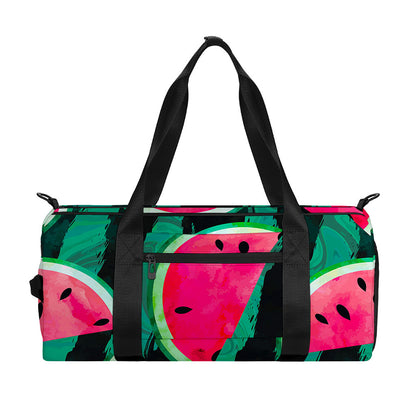 Green Striped Watermelon Pattern Print Gym Bag