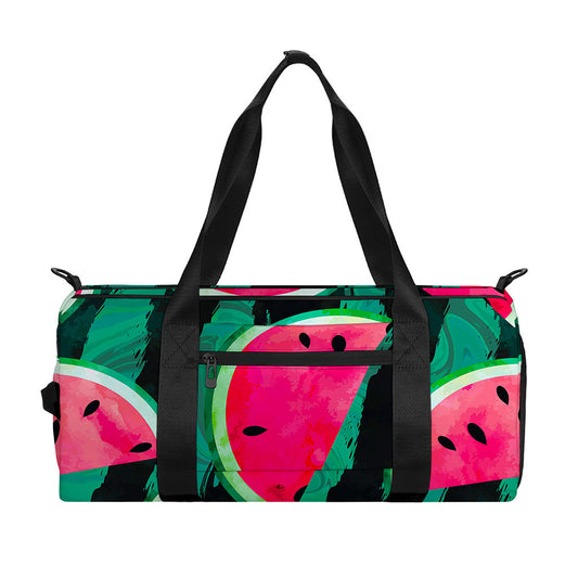 Green Striped Watermelon Pattern Print Gym Bag