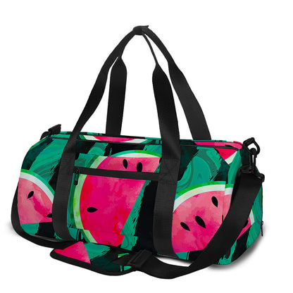 Green Striped Watermelon Pattern Print Gym Bag