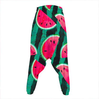 Green Striped Watermelon Pattern Print Hammer Pants