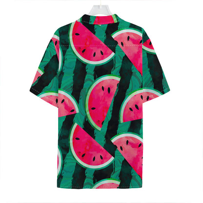 Green Striped Watermelon Pattern Print Hawaiian Shirt