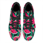 Green Striped Watermelon Pattern Print High Top Leather Sneakers