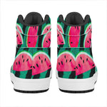 Green Striped Watermelon Pattern Print High Top Leather Sneakers