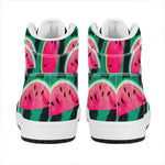 Green Striped Watermelon Pattern Print High Top Leather Sneakers