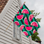 Green Striped Watermelon Pattern Print House Flag