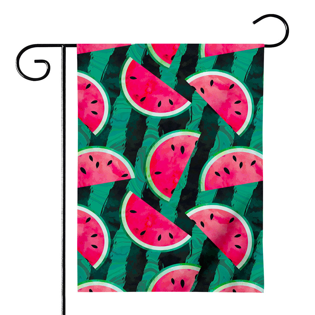 Green Striped Watermelon Pattern Print House Flag