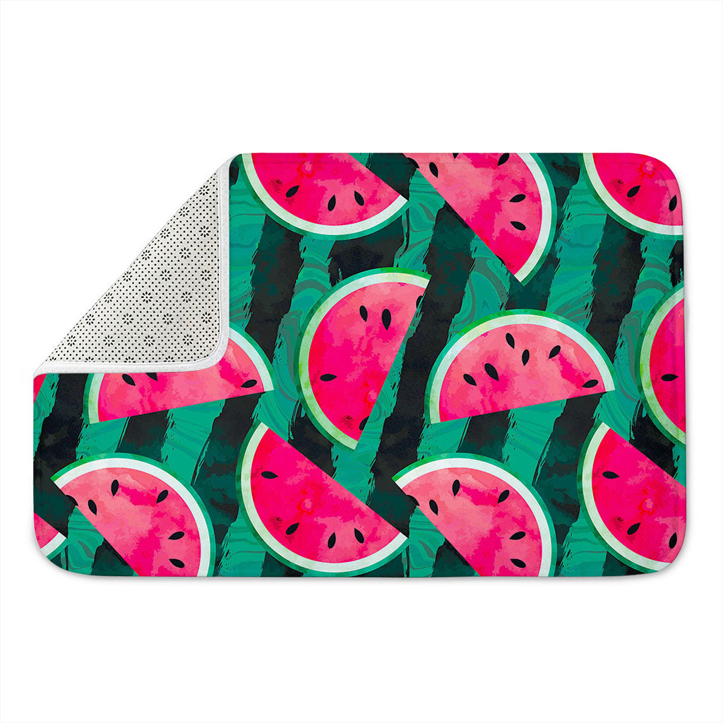 Green Striped Watermelon Pattern Print Indoor Door Mat
