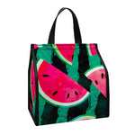 Green Striped Watermelon Pattern Print Insulated Lunch Tote