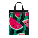Green Striped Watermelon Pattern Print Insulated Lunch Tote