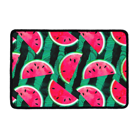 Green Striped Watermelon Pattern Print Kitchen Mat