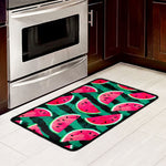 Green Striped Watermelon Pattern Print Kitchen Mat