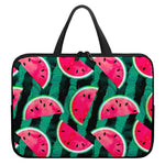 Green Striped Watermelon Pattern Print Laptop Sleeve With Handle