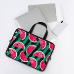 Green Striped Watermelon Pattern Print Laptop Sleeve With Handle