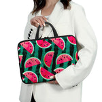 Green Striped Watermelon Pattern Print Laptop Sleeve With Handle