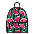 Green Striped Watermelon Pattern Print Leather Backpack