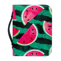 Green Striped Watermelon Pattern Print Leather Bible Cover