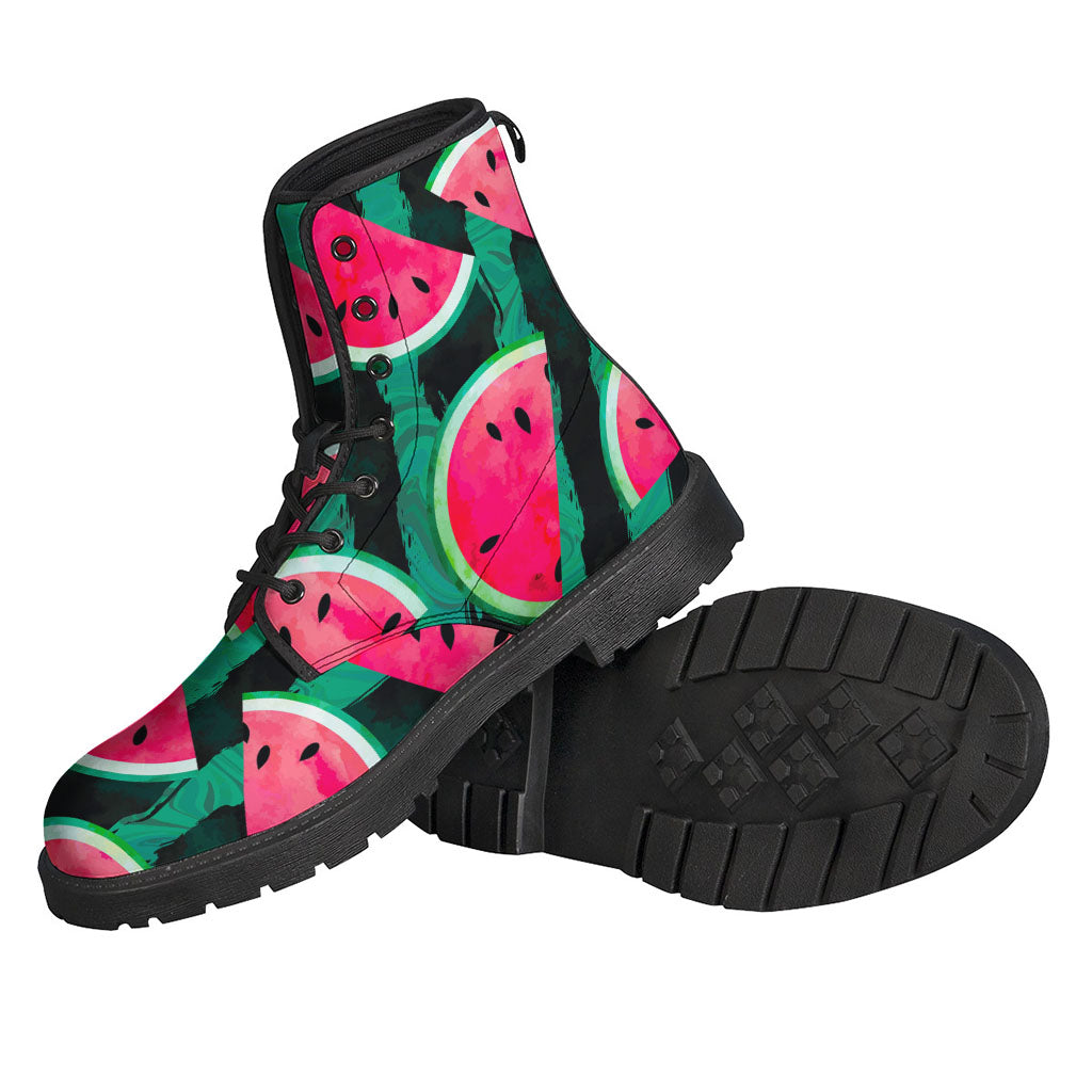 Green Striped Watermelon Pattern Print Backpack