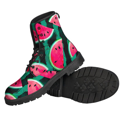 Green Striped Watermelon Pattern Print Backpack