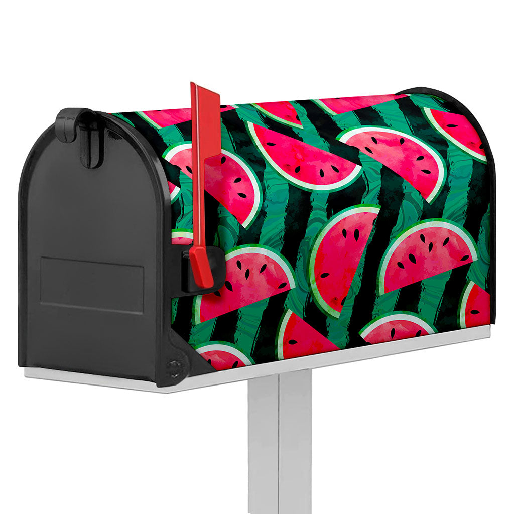 Green Striped Watermelon Pattern Print Mailbox Cover