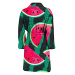 Green Striped Watermelon Pattern Print Men's Bathrobe