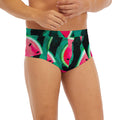 Green Striped Watermelon Pattern Print Men's Briefs