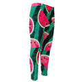 Green Striped Watermelon Pattern Print Men's Compression Pants
