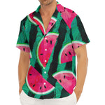 Green Striped Watermelon Pattern Print Men's Deep V-Neck Shirt