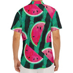 Green Striped Watermelon Pattern Print Men's Deep V-Neck Shirt