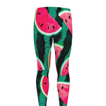 Green Striped Watermelon Pattern Print Men's leggings