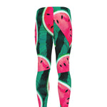 Green Striped Watermelon Pattern Print Men's leggings