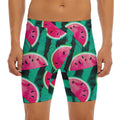 Green Striped Watermelon Pattern Print Men's Long Boxer Briefs