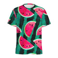 Green Striped Watermelon Pattern Print Men's Athletic T-Shirt