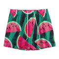 Green Striped Watermelon Pattern Print Mesh Shorts