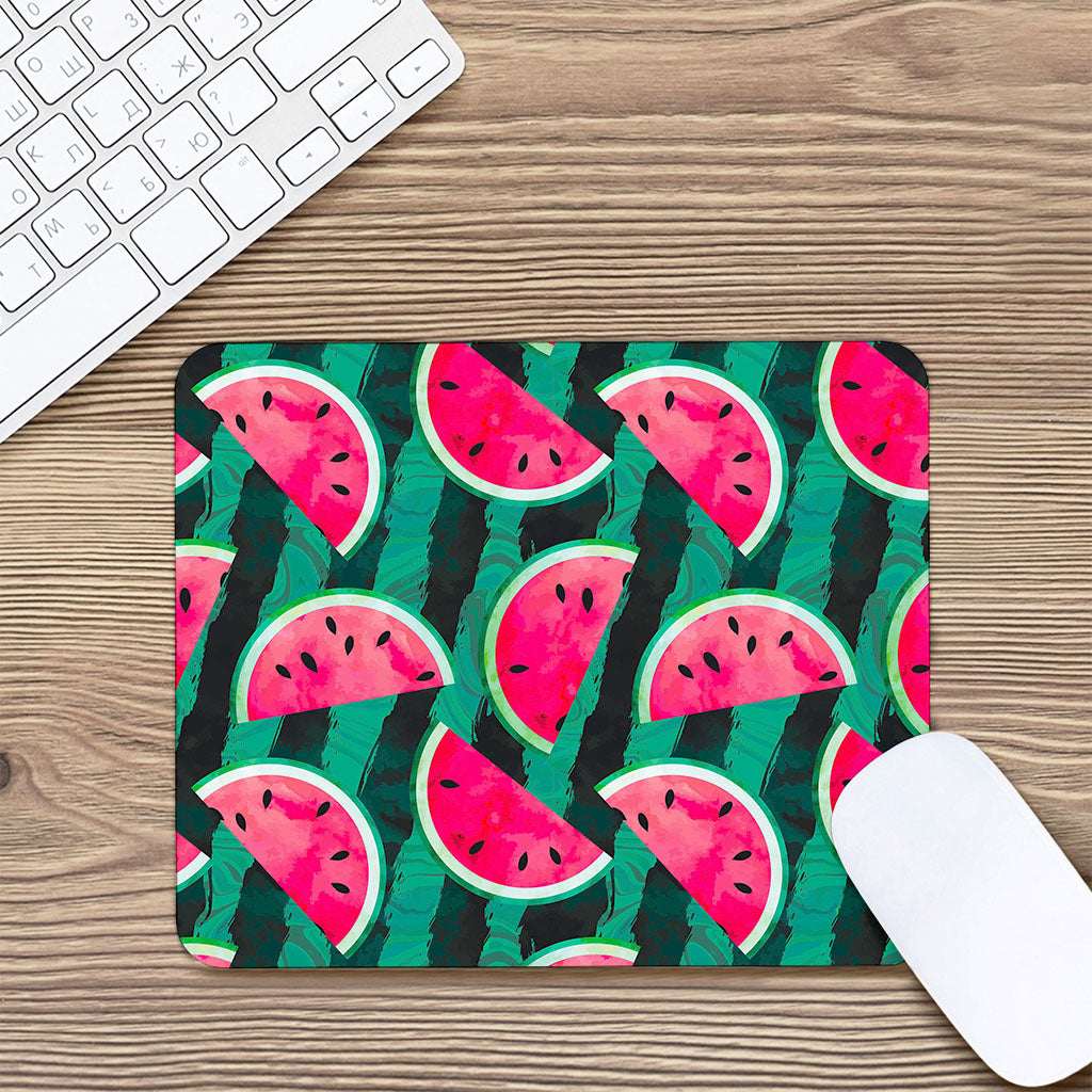 Green Striped Watermelon Pattern Print Mouse Pad