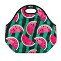 Green Striped Watermelon Pattern Print Neoprene Lunch Bag