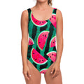 Green Striped Watermelon Pattern Print One Piece Swimsuit